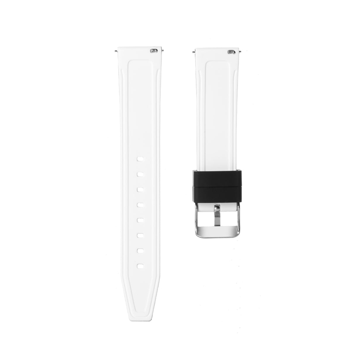 20-22-24-26MM RUBBER WATCH BAND STRAP FOR RALLY RACING PERFORATED STRAIGHT ENDS, Black & White, view 4