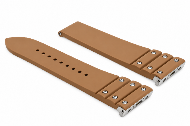 19MM SILICONE RUBBER WATCH BAND STRAP FOR CARTIER SANTOS EZ RELEASE LIGHT BROWN
