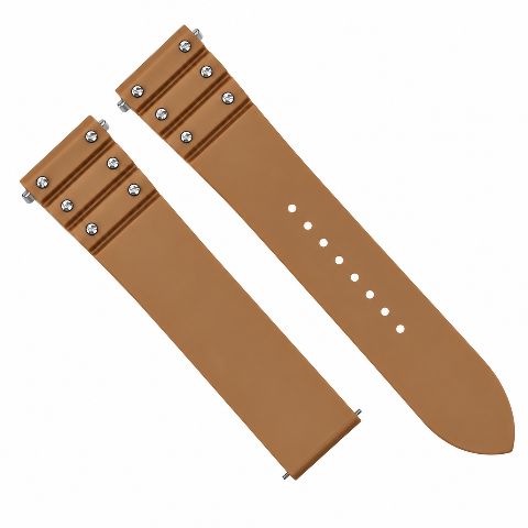19MM SILICONE RUBBER WATCH BAND STRAP FOR CARTIER SANTOS EZ RELEASE LIGHT BROWN