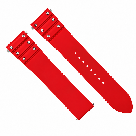 19MM SILICONE RUBBER WATCH BAND STRAP FOR CARTIER SANTOS EZ QUICK RELEASE RED