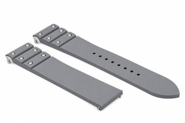 21MM SILICONE RUBBER WATCH BAND STRAP FOR CARTIER SANTOS EZ QUICK RELEASE GREY