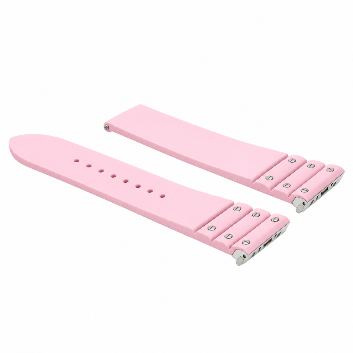19MM PINK SILICONE RUBBER WATCH STRAP EZ QUICK RELEASE FOR CARTIER SANTOS WATCH