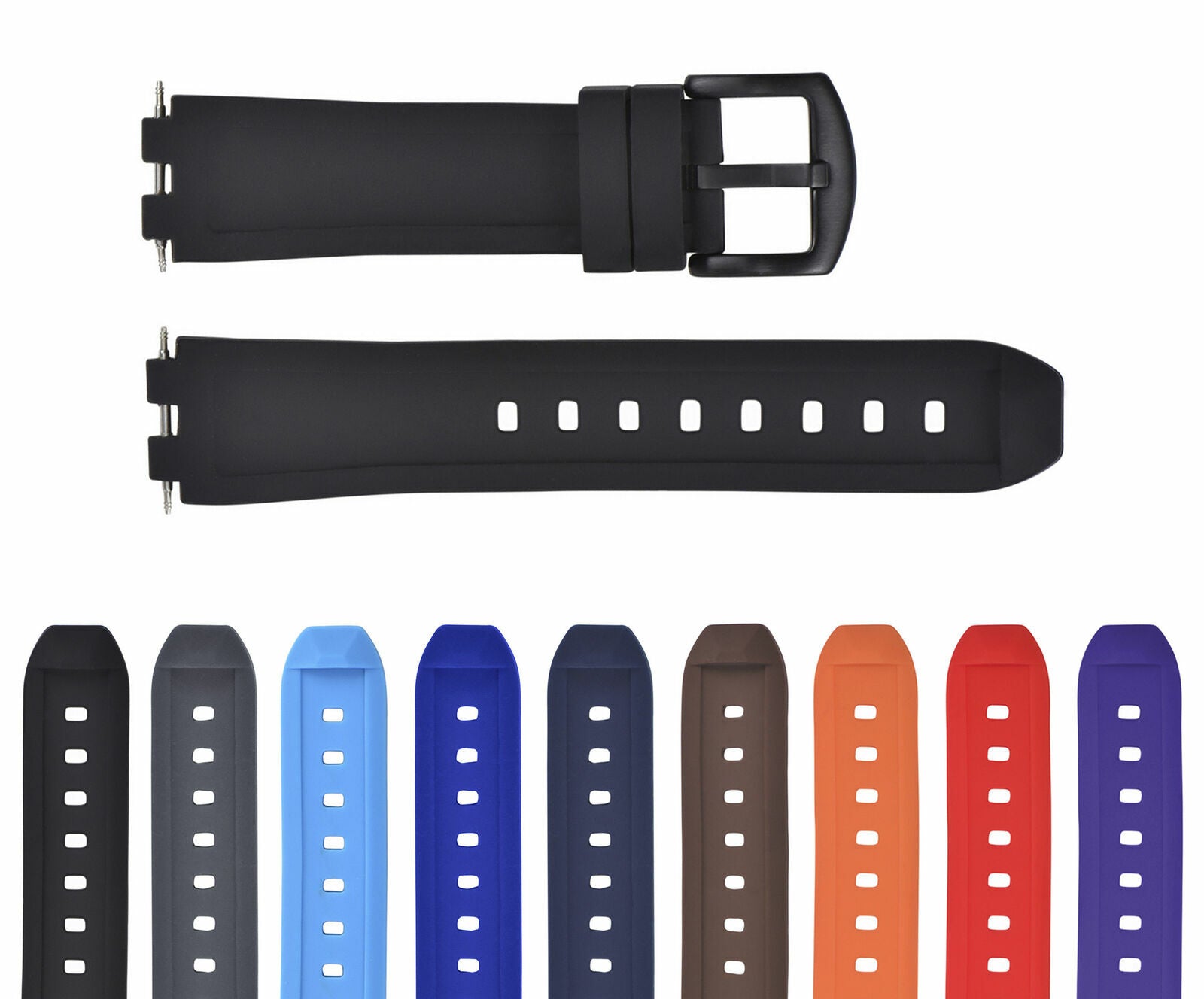 REPLACEMENT SILICONE RUBBER DIVER WATCH STRAP BAND FOR PEBBLE STEEL