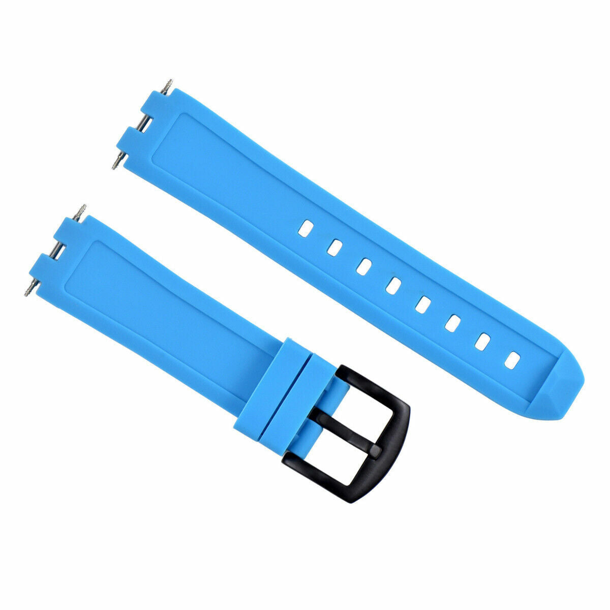 20MM SILICONE RUBBER NEW WATCH BAND STRAP FOR PEBBLE PVD BLACK BUCKLE LIGHT BLUE