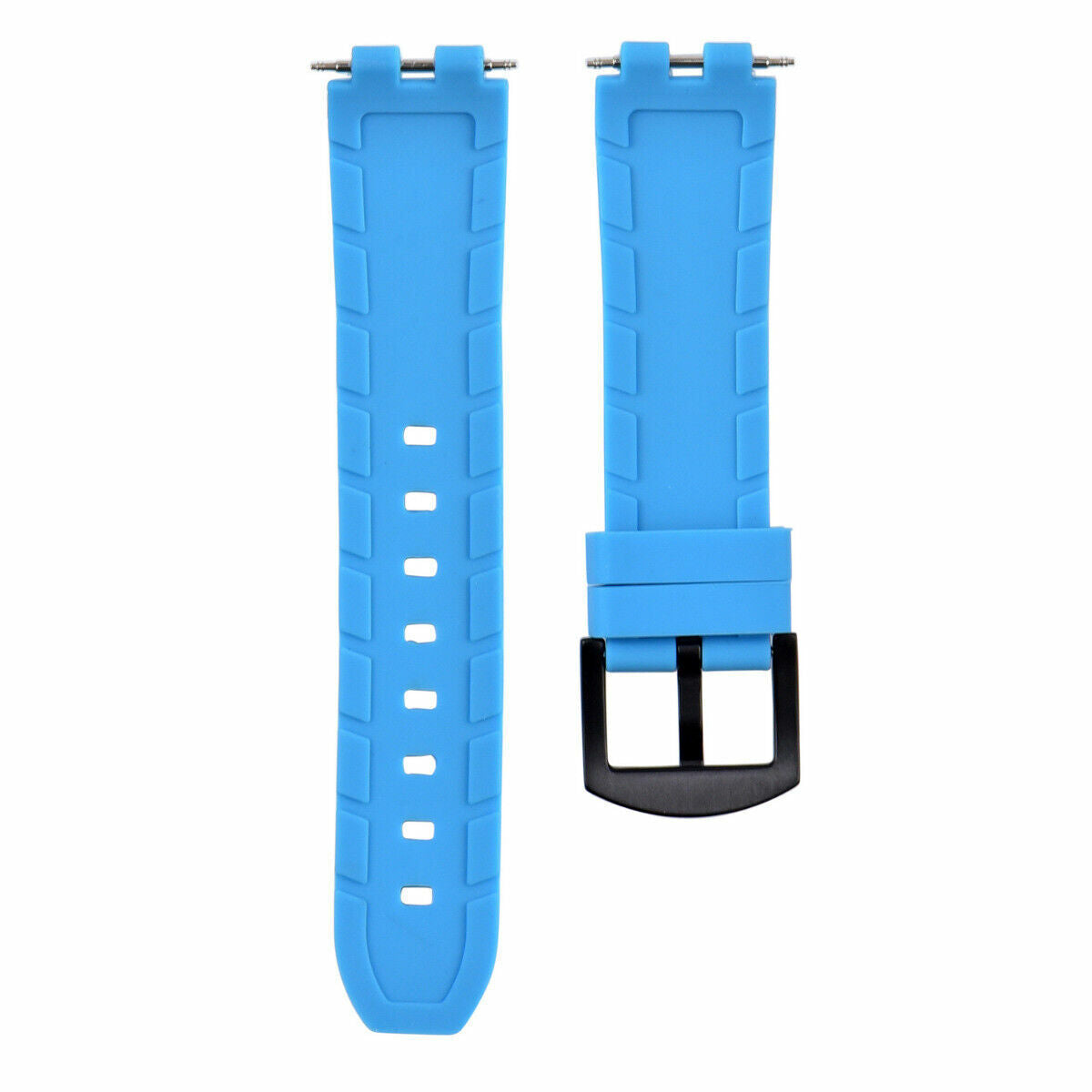 20MM SILICONE RUBBER NEW WATCH BAND STRAP FOR PEBBLE PVD BLACK BUCKLE LIGHT BLUE