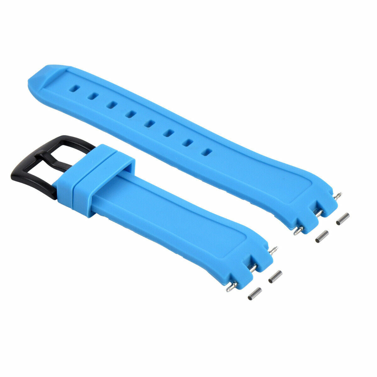 20MM SILICONE RUBBER NEW WATCH BAND STRAP FOR PEBBLE PVD BLACK BUCKLE LIGHT BLUE