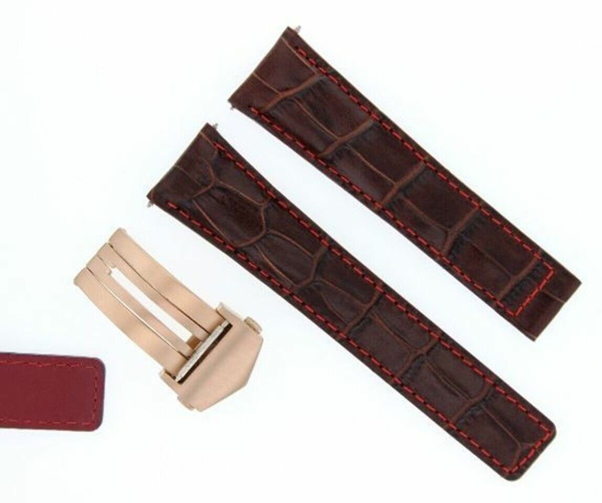 22MM LEATHER WATCH BAND STRAP CLASP FOR TAG HEUER CARERRA MONACO 3TC - BLACK