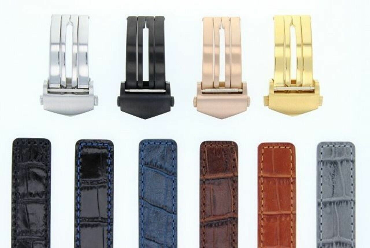 22MM LEATHER WATCH BAND STRAP CLASP FOR TAG HEUER CARERRA MONACO 3TC - GOLD
