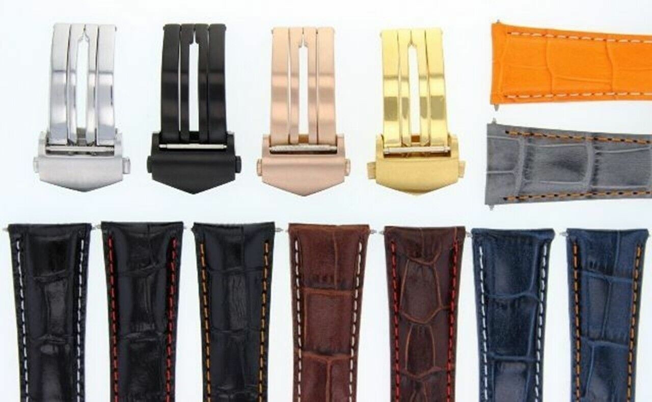 22MM LEATHER WATCH BAND STRAP CLASP FOR TAG HEUER CARERRA MONACO 3TC - GOLD