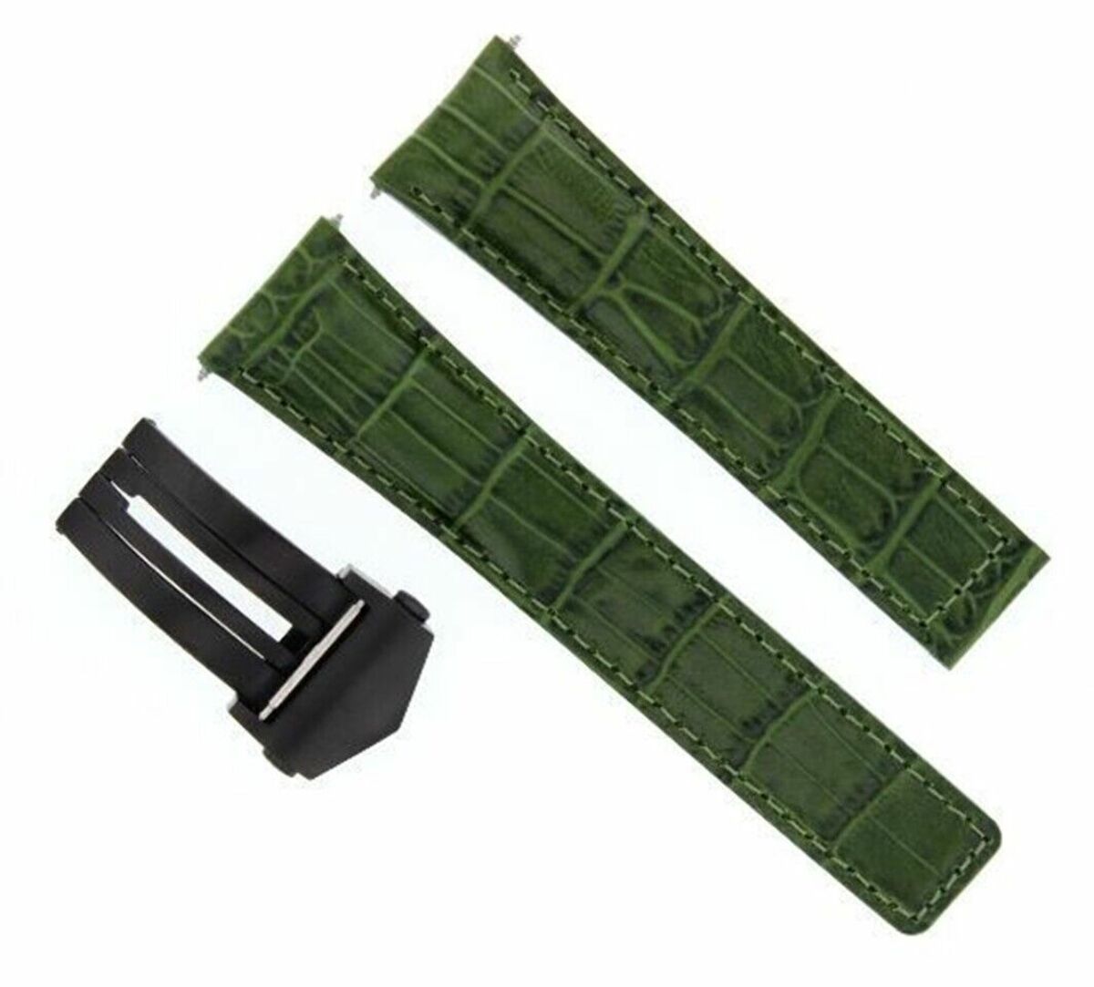 22MM LEATHER WATCH BAND STRAP CLASP FOR TAG HEUER CARERRA MONACO 3TC - BLACK