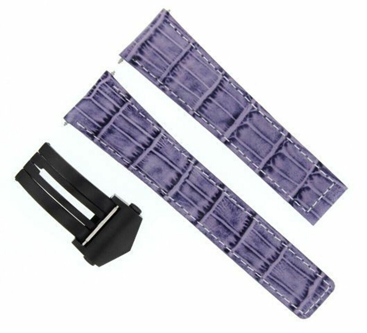 22MM LEATHER WATCH BAND STRAP CLASP FOR TAG HEUER CARERRA MONACO 3TC - BLACK