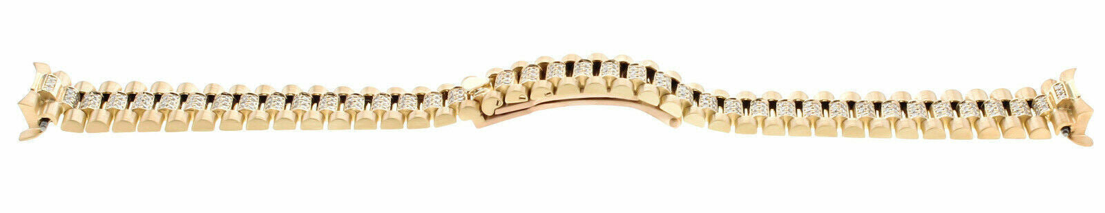 LADY 18K YELLOW GOLD DIAMOND CENTER PRESIDENT WATCH BAND FOR ROLEX 26MM DATEJUST