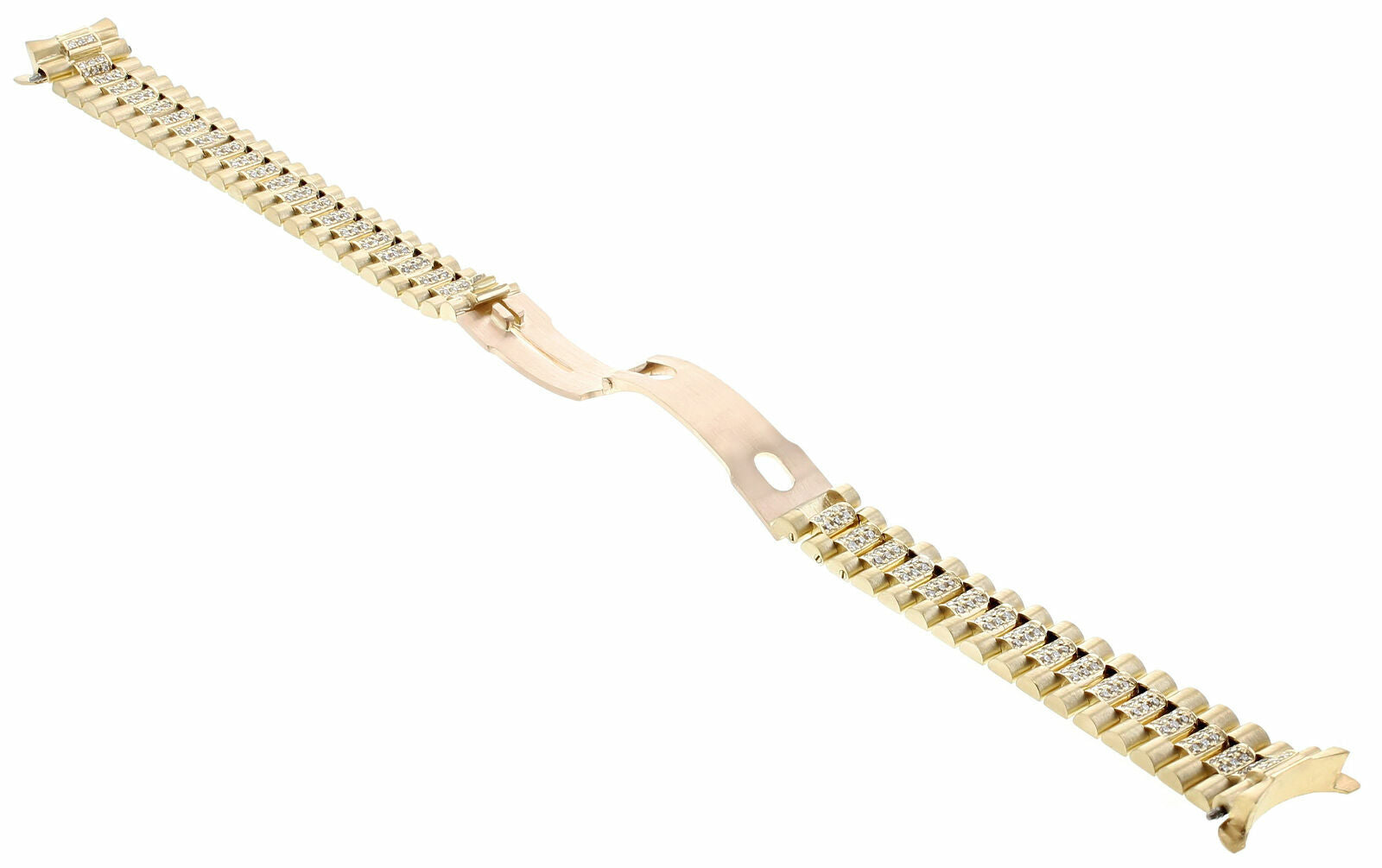 LADY 18K YELLOW GOLD DIAMOND CENTER PRESIDENT WATCH BAND FOR ROLEX 26MM DATEJUST