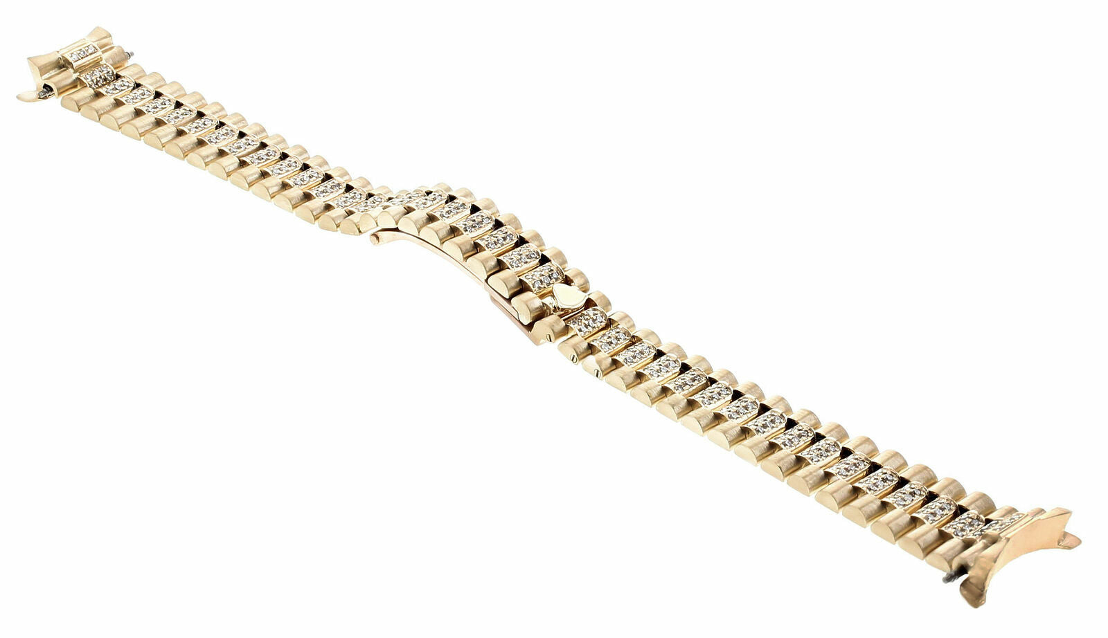 LADY 18K YELLOW GOLD DIAMOND CENTER PRESIDENT WATCH BAND FOR ROLEX 26MM DATEJUST