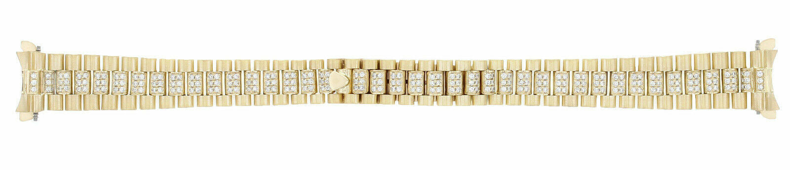 LADY 18K YELLOW GOLD DIAMOND CENTER PRESIDENT WATCH BAND FOR ROLEX 26MM DATEJUST