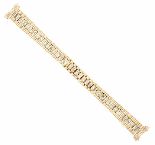 LADY 18K YELLOW GOLD DIAMOND CENTER PRESIDENT WATCH BAND FOR ROLEX 26MM DATEJUST