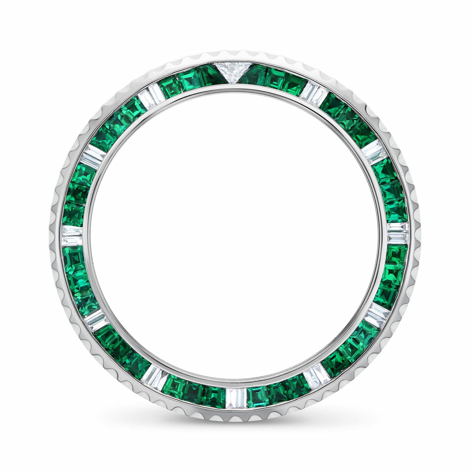 EMERALD & DIAMOND BEZEL FOR 40MM SPORT MODEL ROLEX SUBMARINER, GMT MASTER 2