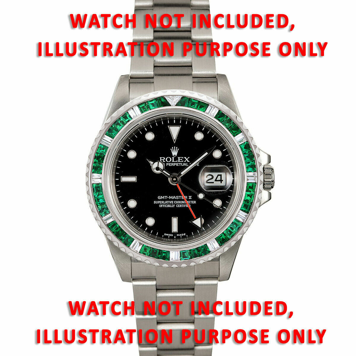 EMERALD & DIAMOND BEZEL FOR 40MM SPORT MODEL ROLEX SUBMARINER, GMT MASTER 2