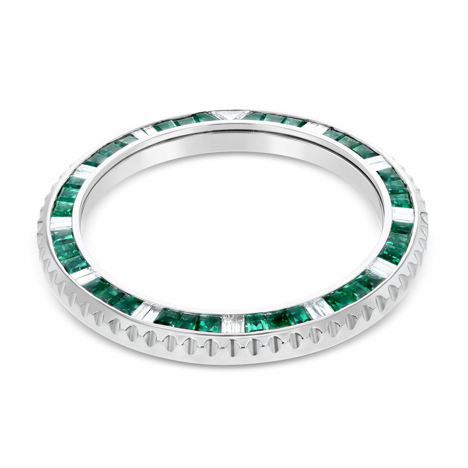 EMERALD & DIAMOND BEZEL FOR 40MM SPORT MODEL ROLEX SUBMARINER, GMT MASTER 2