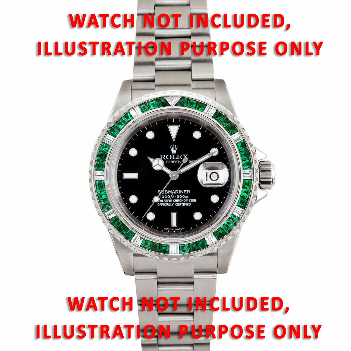 EMERALD & DIAMOND BEZEL FOR 40MM SPORT MODEL ROLEX SUBMARINER, GMT MASTER 2