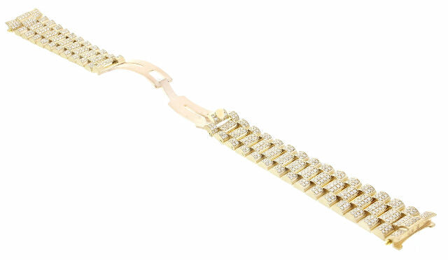 MENS 18KY PRESIDENT WATCH BAND WITH ALL DIAMOND LINKS FOR ROLEX PRESIDENT 8CTS