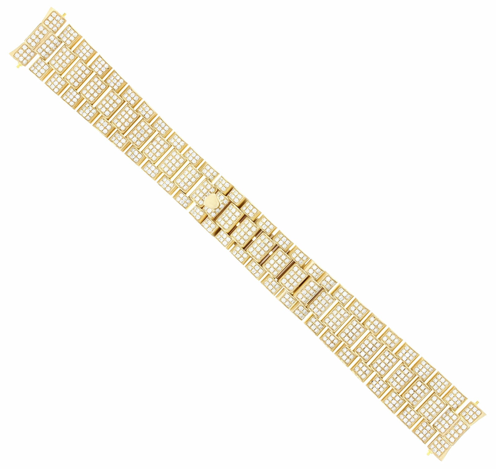 MENS 18KY PRESIDENT WATCH BAND WITH ALL DIAMOND LINKS FOR ROLEX PRESIDENT 8CTS