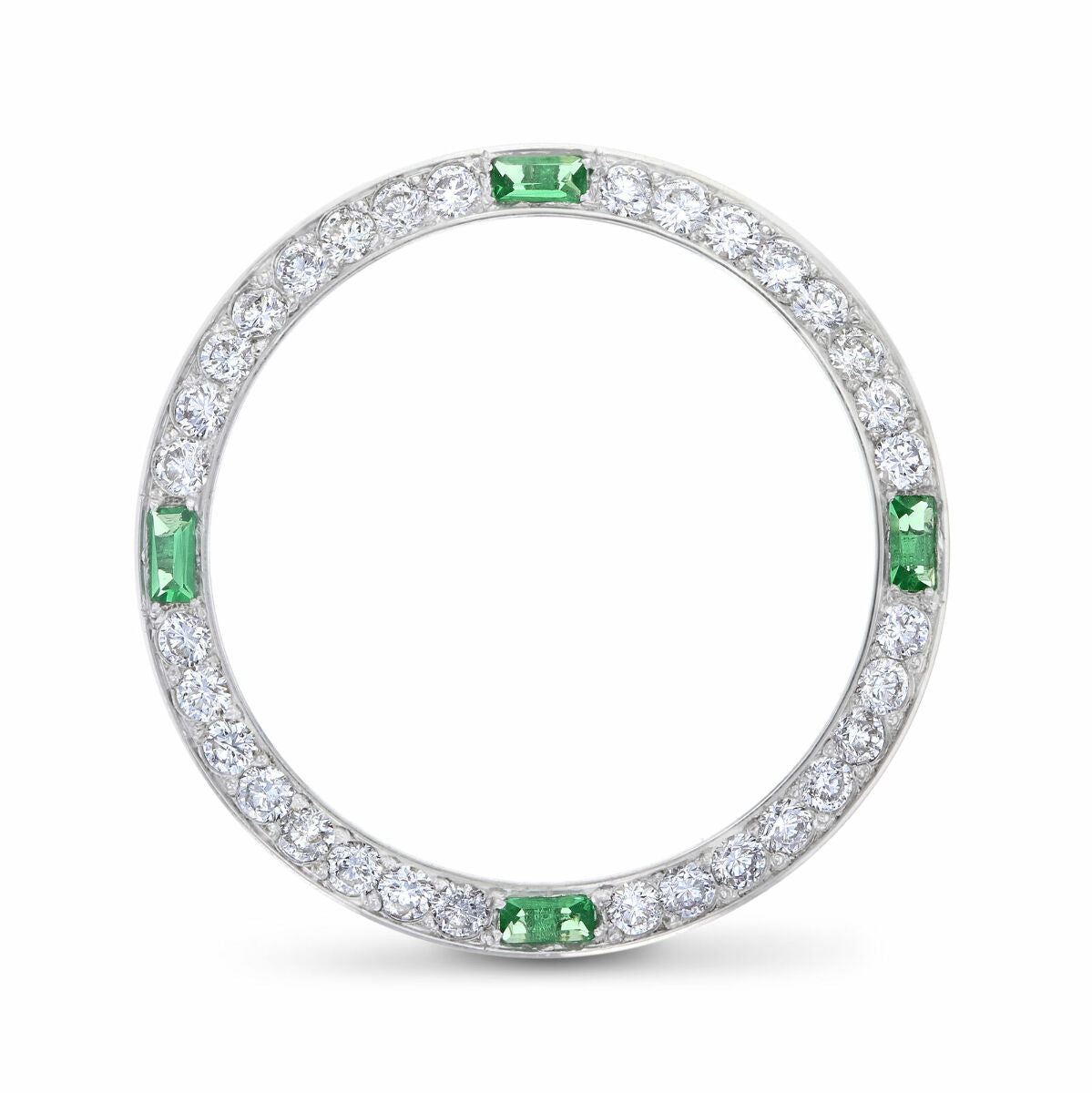 1CT BEAD SET DIAMOND BEZEL 18KW FITS ROLEX DATE, DATEJUST, PRES WITH EMERALDS