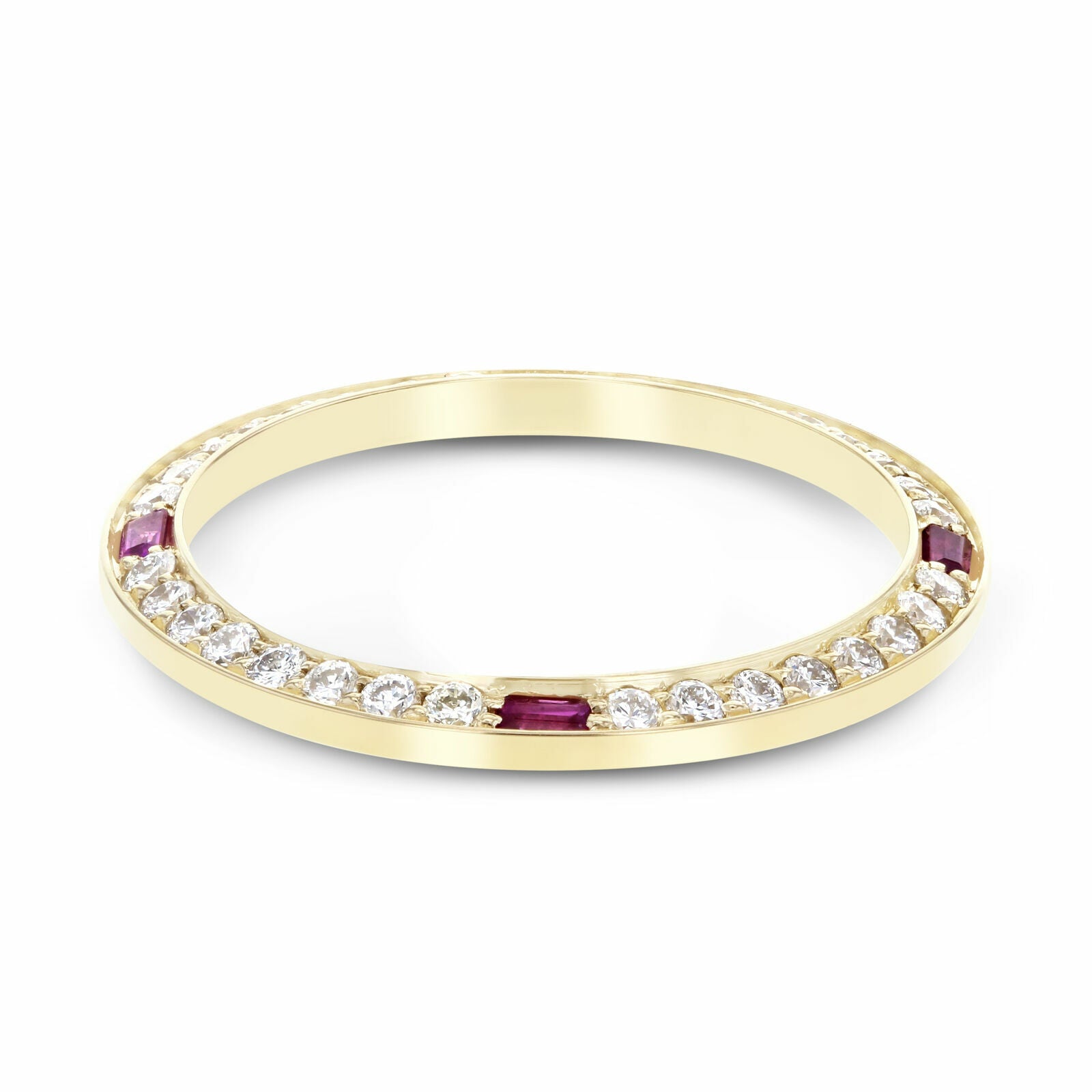 1CT BEAD SET DIAMOND BEZEL 18KY FOR ROLEX DATE, DATEJUST, PRESIDENT WITH RUBIES