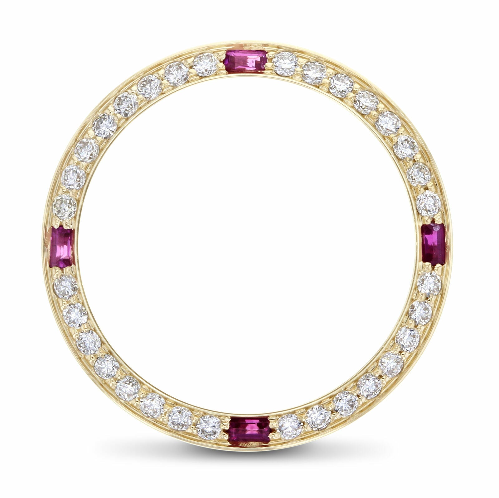 1CT BEAD SET DIAMOND BEZEL 18KY FOR ROLEX DATE, DATEJUST, PRESIDENT WITH RUBIES