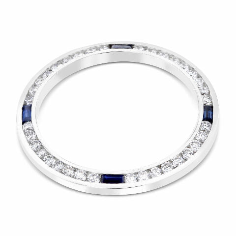 LADIES 1CT DIAMOND BEZEL 18KW FOR ROLEX DATE, DATEJUST, PRESIDENT WITH SAPPHIRES