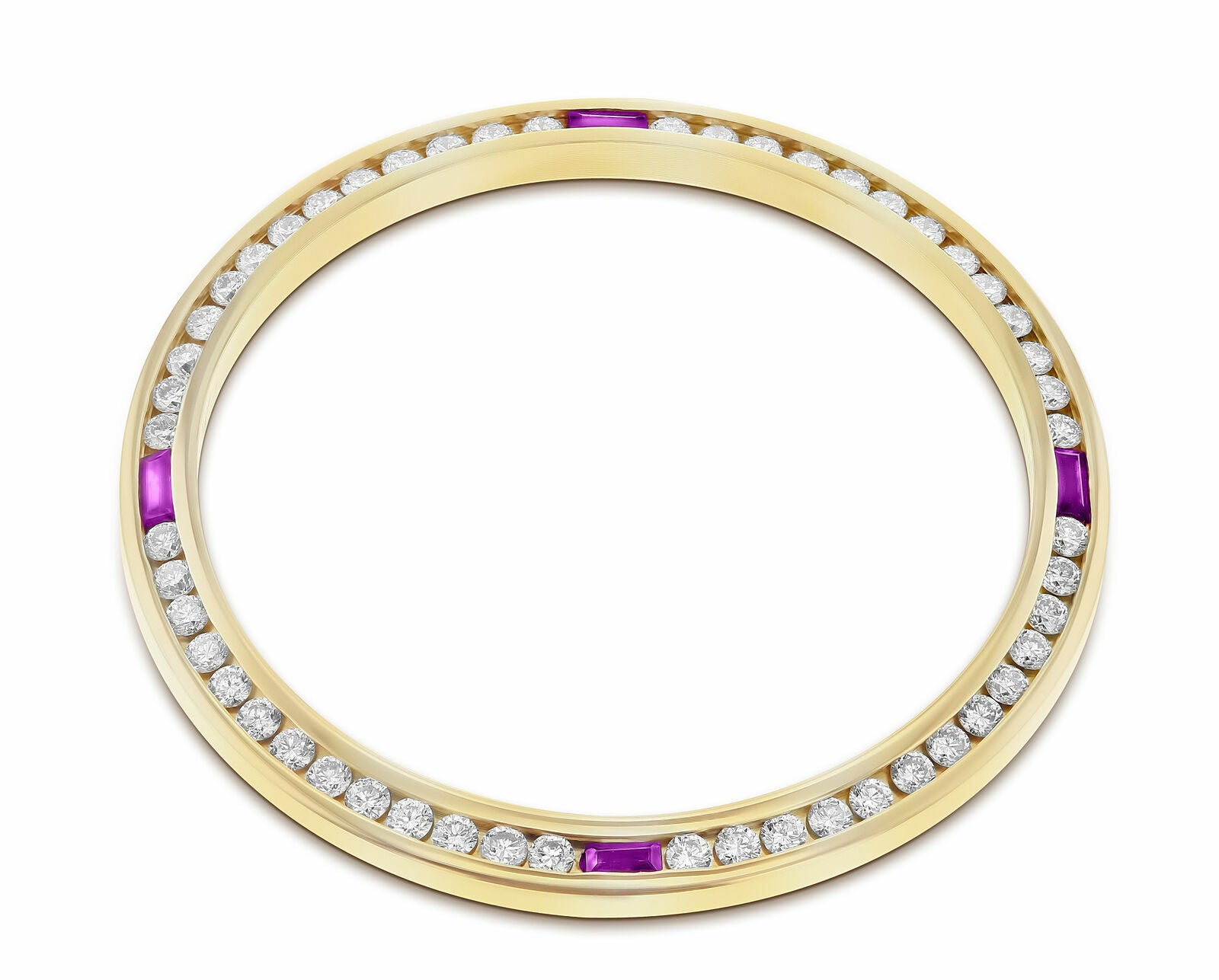 36MM 1.30CT CHANNEL BEZEL BEZEL PART FOR ROLEX DATEJUST WITH DIAMOND & RUBIES