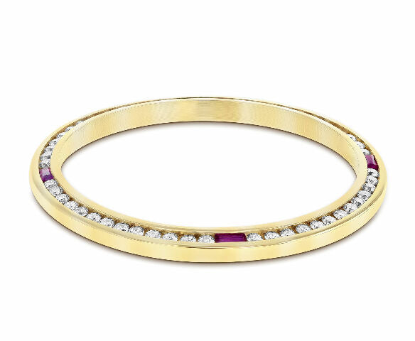 36MM 1.30CT CHANNEL BEZEL BEZEL PART FOR ROLEX DATEJUST WITH DIAMOND & RUBIES