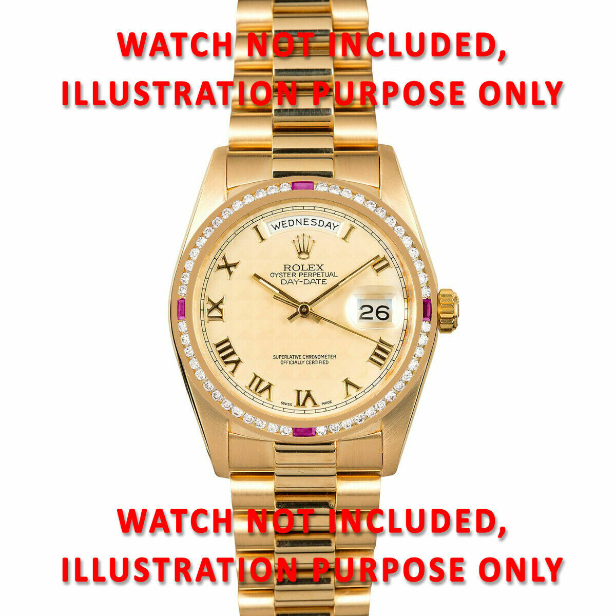 36MM 1.30CT CHANNEL BEZEL BEZEL PART FOR ROLEX DATEJUST WITH DIAMOND & RUBIES