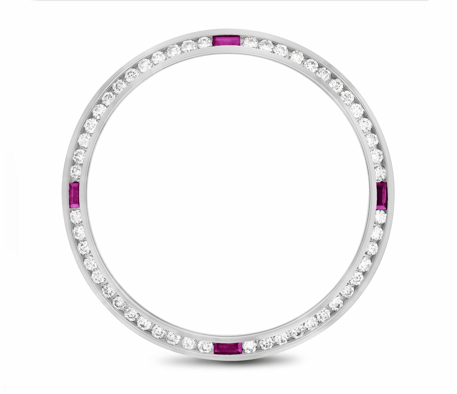 36MM 1.30CT DIAMOND BEZEL FOR ROLEX DATEJUST, PRESIDENT 18KW WITH RUBIES CHANNEL