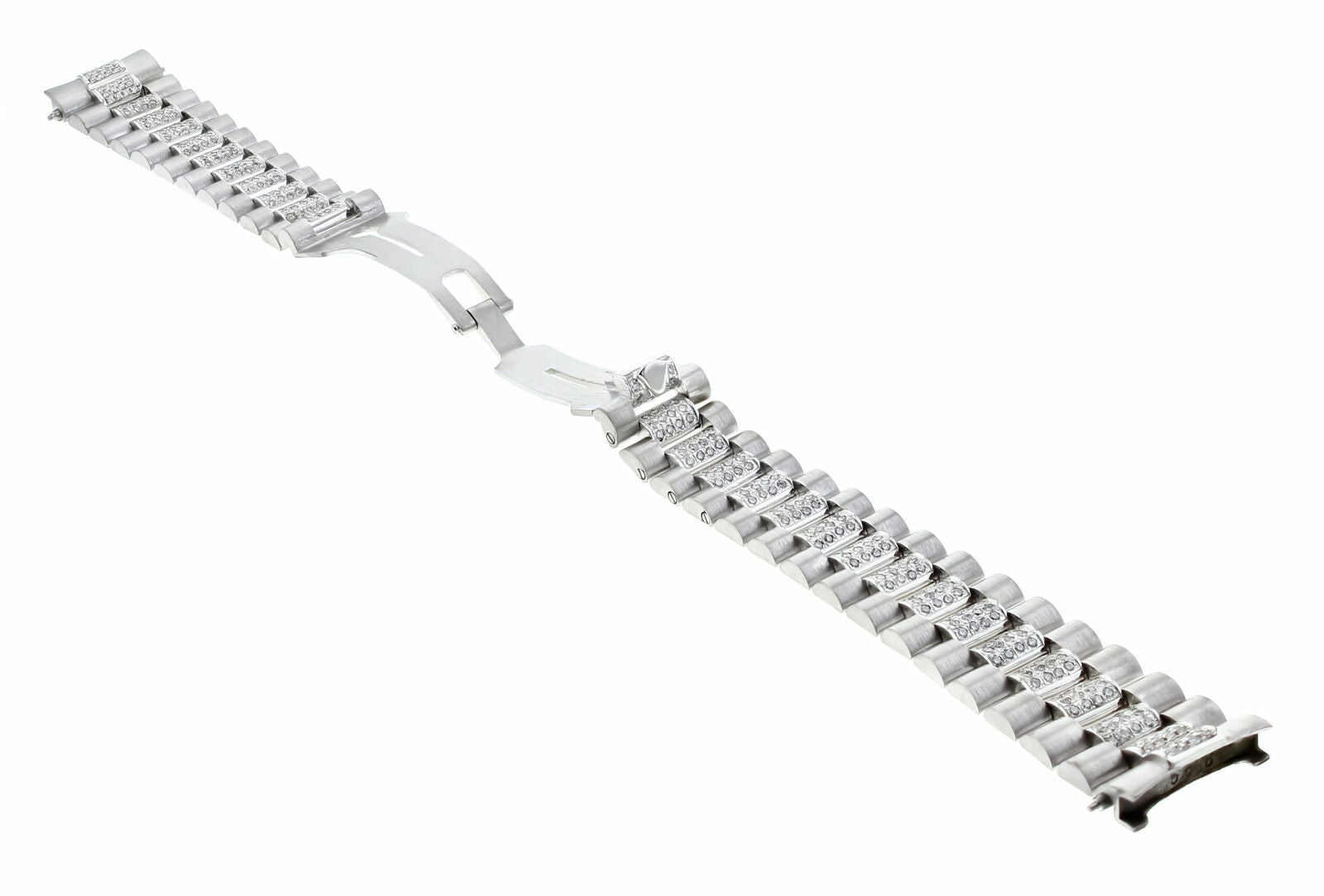 MENS 18K WHITE GOLD PRESIDENT DAY DATE WATCH BAND WITH DIAMONDS FOR ROLEX 36MM