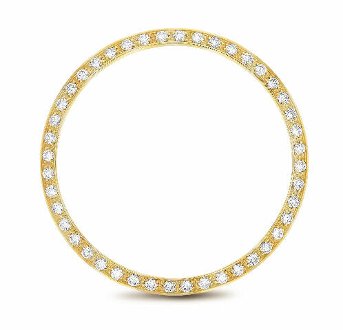 MENS 1CT BEAD SET PAVE SET DIAMOND BEZEL 14K YELLOW GOLD FOR ROLEX 34MM DATE