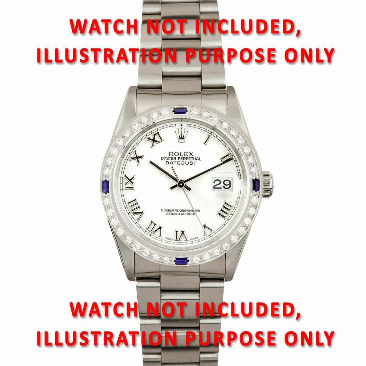 1CT DIAMOND BEZEL BEAD SET 18KW FOR ROLEX DATEJUST, PRESIDENT WITH 4 SAPPHIRES