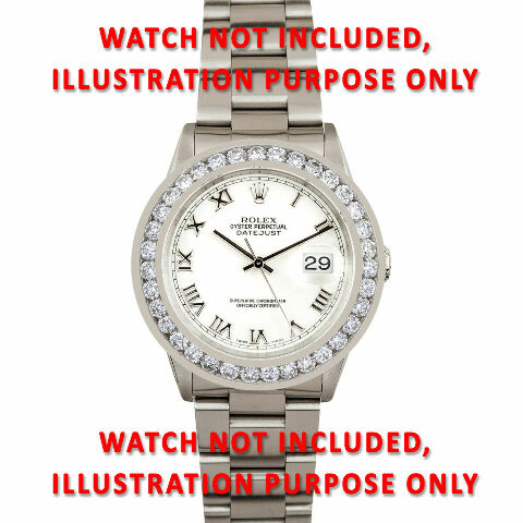 MENS 4CT DIAMOND BEZEL CHANNEL SET 14KW FOR ROLEX DATEJUST, PRESIDENT WATCH