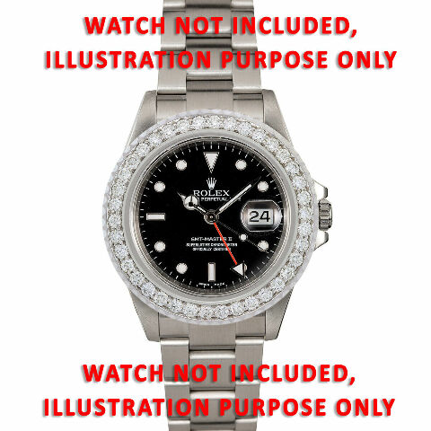 3CT BEAD SET DIAMOND BEZEL 18KW FOR ROLEX SUBMARINER, GMT MASTER 2 WITH RIDGES