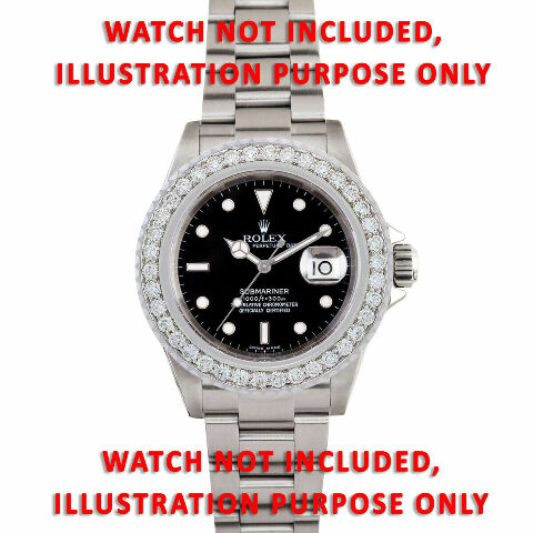 3CT BEAD SET DIAMOND BEZEL 18KW FOR ROLEX SUBMARINER, GMT MASTER 2 WITH RIDGES