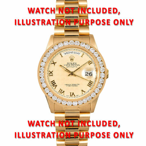 MENS 4CT CHANNEL SET DIAMOND BEZEL 14KY FOR ROLEX DATEJUST, PRESIDENT WATCH