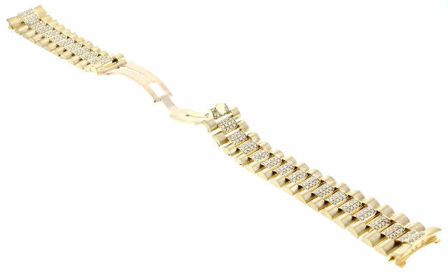 MENS 20MM 18KY PRESIDENT WATCH BAND WITH DIAMONDS IN THE CENTER FOR ROLEX 36MM