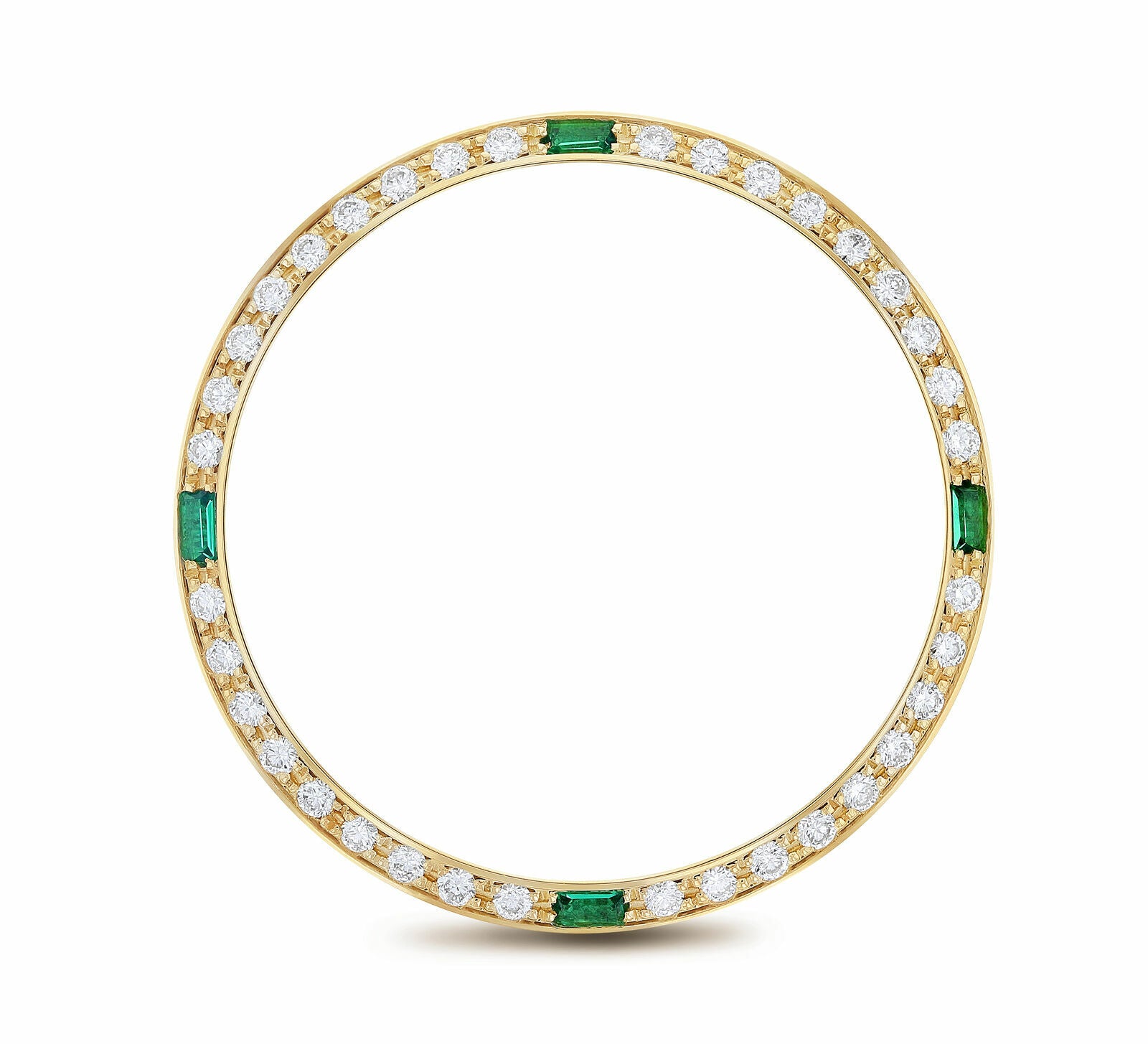 36MM 1CT BEAD SET DIAMOND BEZEL 18KY FOR ROLEX DATEJUST, PRESIDENT WITH EMERALDS