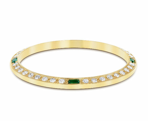 36MM 1CT BEAD SET DIAMOND BEZEL 18KY FOR ROLEX DATEJUST, PRESIDENT WITH EMERALDS