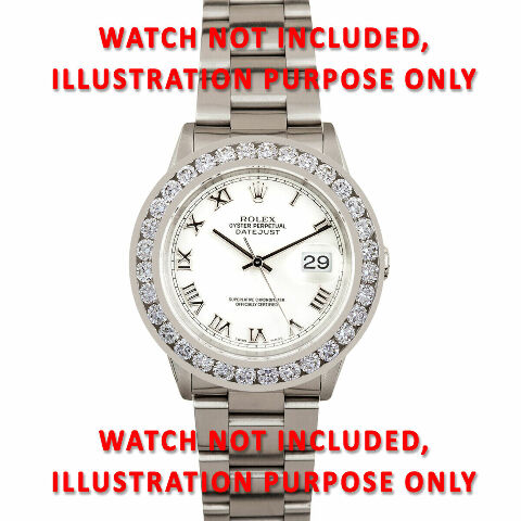 MENS 4.75CT CHANNEL SET DIAMOND BEZEL 14KW FOR ROLEX DATEJUST, PRESIDENT WATCH