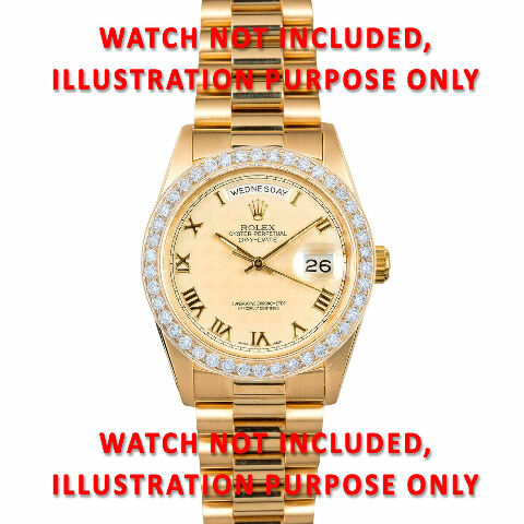 MEN 2CT BEAD SET DIAMOND BEZEL 14KY FOR ROLEX DATEJUST, PRESIDENT 36MM WATCH