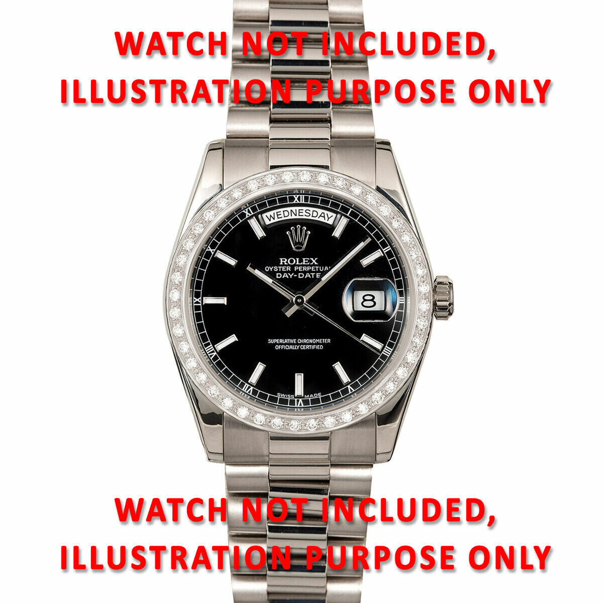 36MM 1CT BEAD SET DIAMOND BEZEL 18KW FOR ROLEX FULL SIZE DATEJUST, PRESIDENT DD