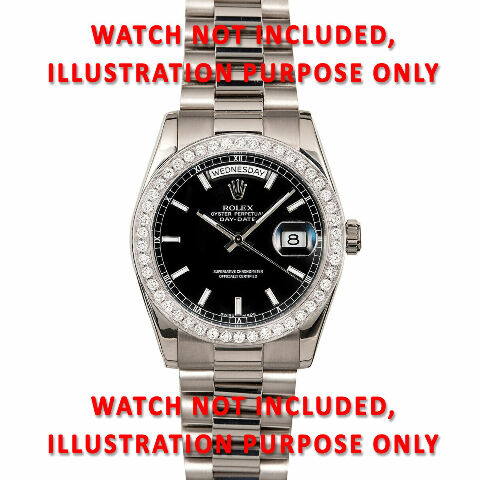 MENS 36MM BEAD SET DIAMOND BEZEL 18KW FOR ROLEX DATEJUST, PRESIDENT WATCH 1.50CT