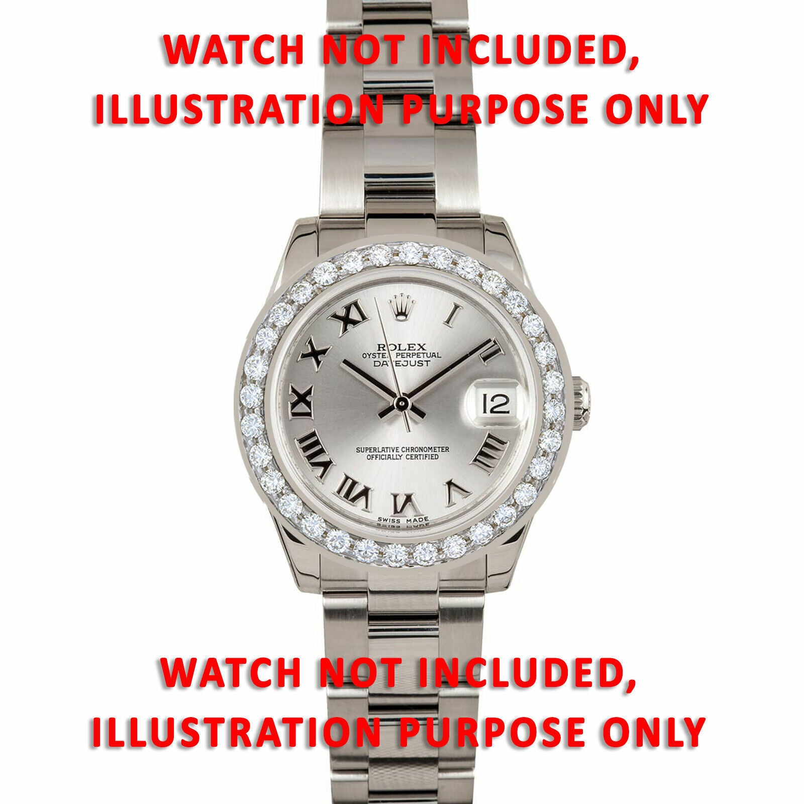 MIDSIZE 2CT BEAD SET DIAMOND BEZEL 14KW FOR ROLEX 31MM DATEJUST, PRESIDENT