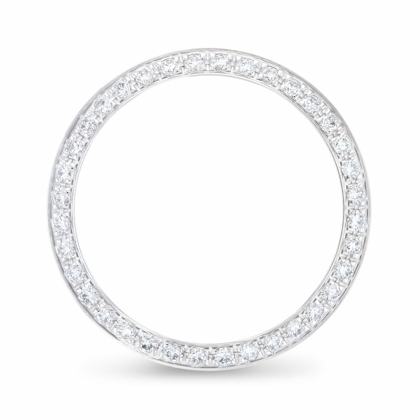 LADIES .70CT BEAD PAVE DIAMOND BEZEL FOR ROLEX NO DATE 24MM WATCH WHITE GOLD